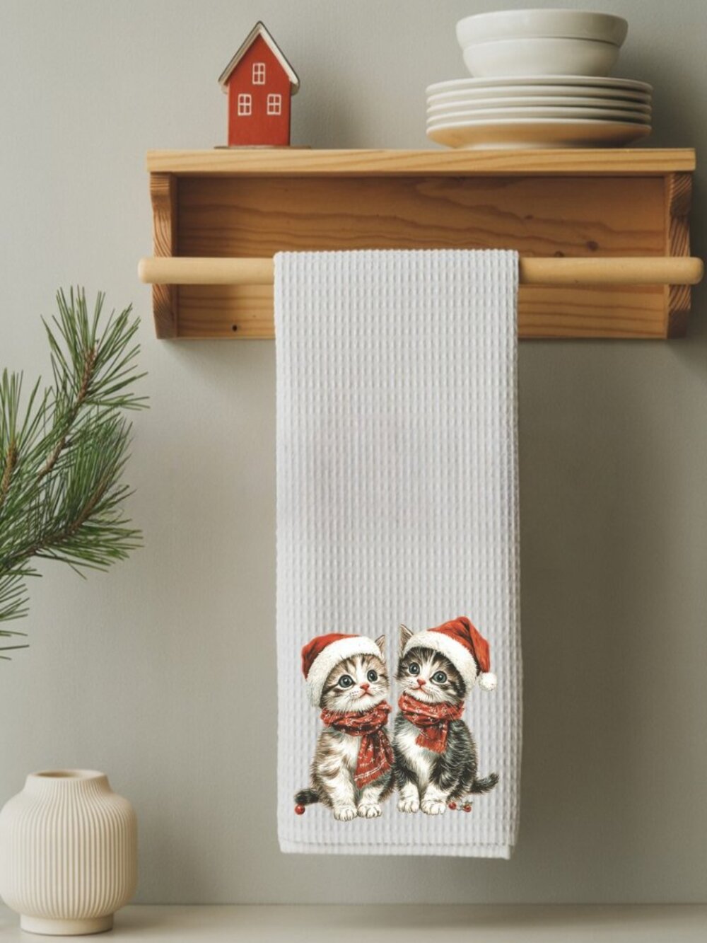 Christmas Kittens Holiday Decorative Kitchen Tea Towel